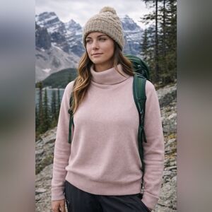 BleuGray Cashmere And Merino Pink Turtleneck Sweater Small